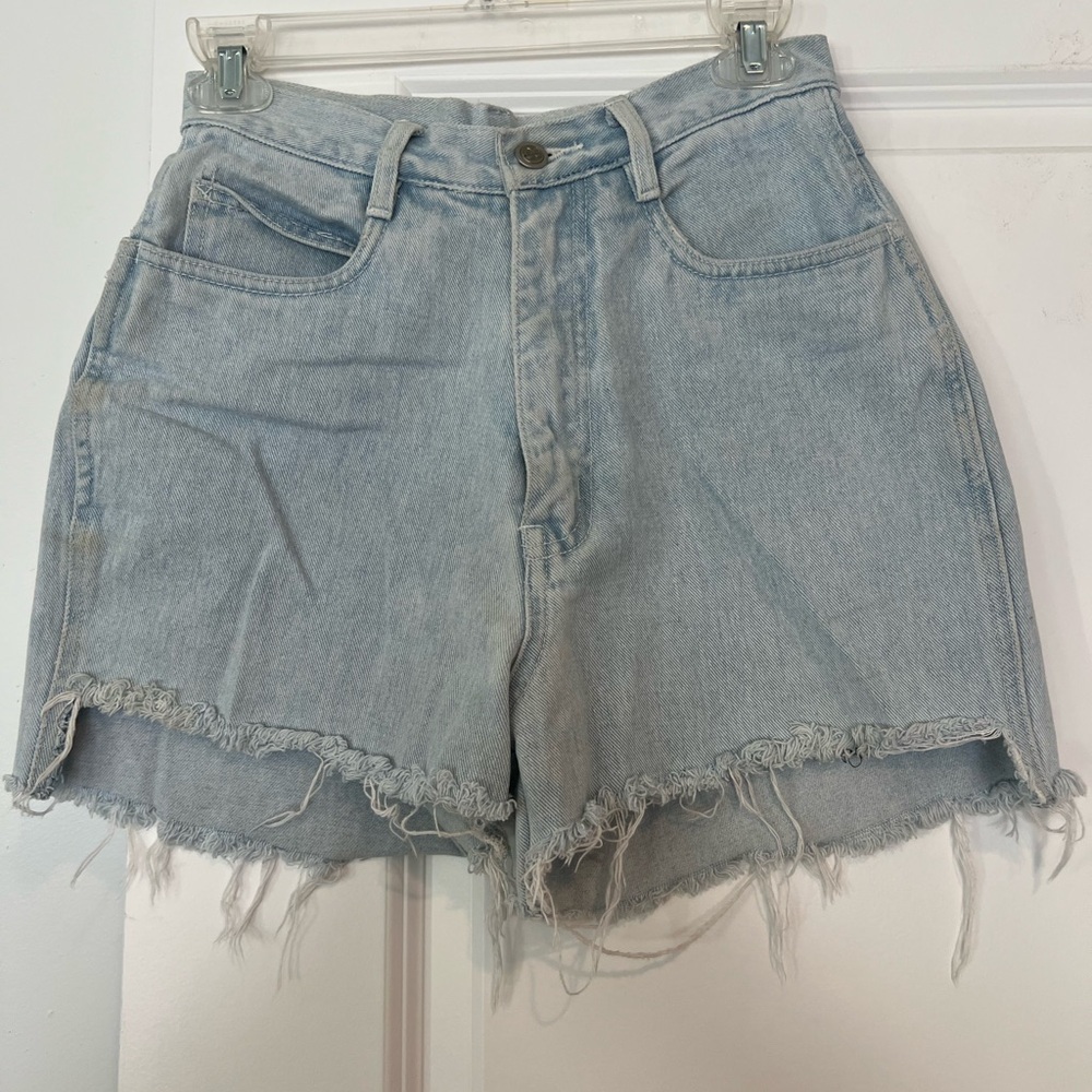 Bill Blass Light Blue Frayed Jean Shorts